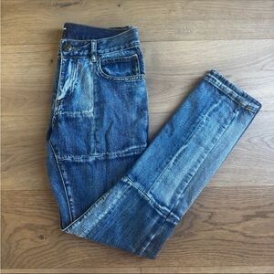 Pink Dolphin Men’s Patchwork Jeans Size 32 Streetwear Denim Distressed Style